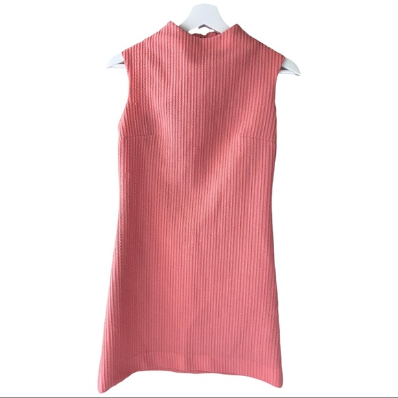 VINTAGE 1970s Algo-Ettes Petite Collection, Bubblegum Pink Dress, Mock Neck - Picture 2 of 13